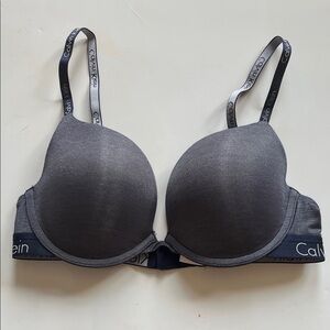 Calvin Klein Charcoal Gray  Blue Women's Bra 34C